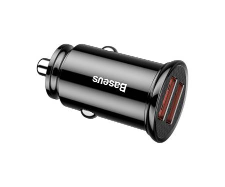Автомобильное зарядное устройство Baseus Circular Plastic QC 3.0 30W 2USB Black