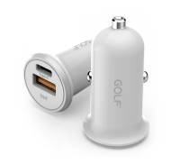 Автомобильное зарядное устройство Golf GF-C7 Car Charger 3A fast charging 2USB (Type-C+USB output) White