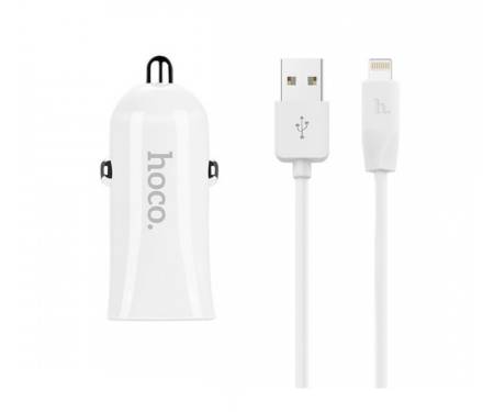 Автомобильное зарядное устройство Hoco Z12 elite two-port car charger set with Lightning 2USB 2.4A White