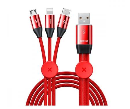 Кабель Baseus Car Co-Sharing 3-in-1 Cable 3.5A (1m) Red