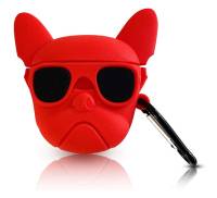 Чехол для Airpods Pro Silicon case с карабином Bulldog Red