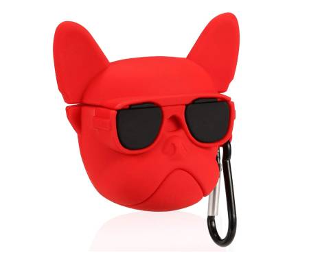 Чехол для Airpods Pro Silicon case с карабином Bulldog Red