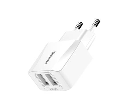 Сетевое зарядное устройство Baseus USB Wall Charger 2xUSB 2.1A Mini Dual-U White (CCALL-MN02)