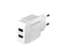 Сетевое зарядное устройство ColorWay (2USB, 2.4A) White (CW-CHS004-WT)