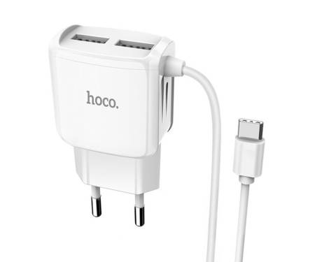 Сетевое зарядное устройство Hoco C59A Mega joy double port charger for Type-C(EU) 2USB 2.1A White