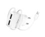 Сетевое зарядное устройство Hoco C59A Mega joy double port charger for Type-C(EU) 2USB 2.1A White