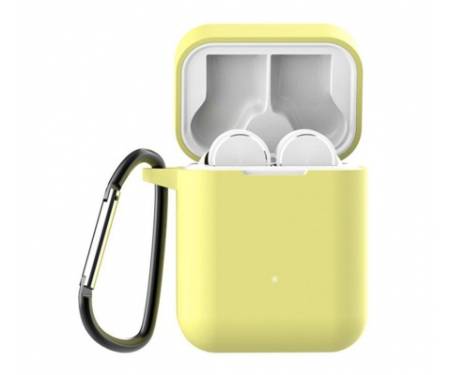 Чехол для Redmi AirDots Pro Silicon case с карабином Light Yellow