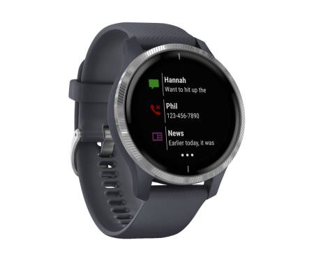 Смарт-часы Garmin Venu Silver Stainless Steel Bezel w. Granite Blue and Silicone B. (010-02173-01)