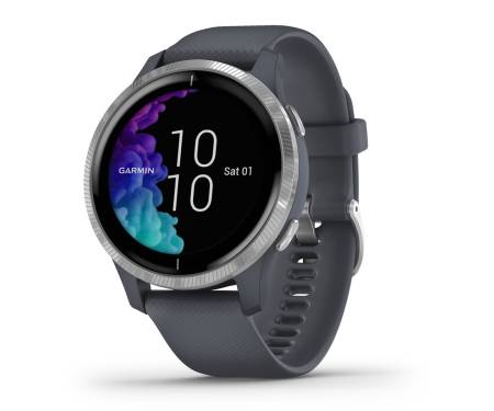 Смарт-часы Garmin Venu Silver Stainless Steel Bezel w. Granite Blue and Silicone B. (010-02173-01)