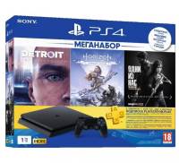 Игровая приставка Sony PlayStation 4 Slim 1TB Black Horizon Zero Dawn CE + Detroit + The Last of Us + PSPlus 3М (9926009)