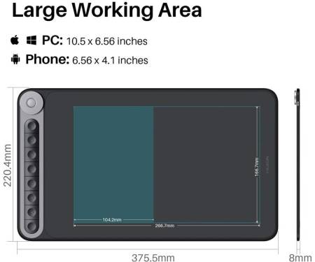 Графический планшет Huion Inspiroy Dial Q620M + перчатка