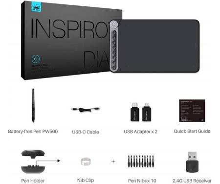 Графический планшет Huion Inspiroy Dial Q620M + перчатка