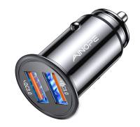Автомобильное зарядное устройство Ainope metal dual QC 3.0 Black