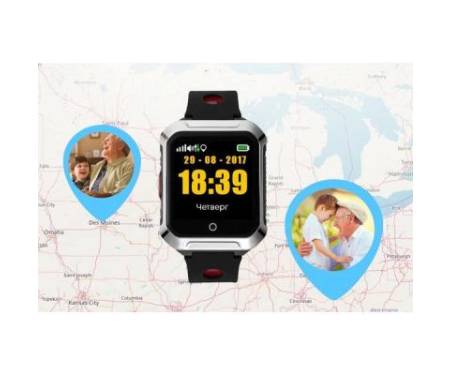 Смарт-часы GoGPS М02 Black Телефон-часы с GPS треккером (M02BK)