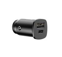 Автомобильное зарядное устройство Baseus Circular Plastic PD3.0 QC 4.0 + 30W USB + Type-C (black)
