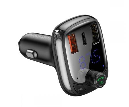 Автомобильное зарядное устройство Baseus S-13 Bluetooth FM Launcher 2USB + Type-C Black (CCTM-B01)