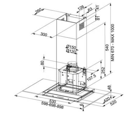 Вытяжка кухонная Franke Glass Linear FGL 905-P XS LED0 (325.0518.784)