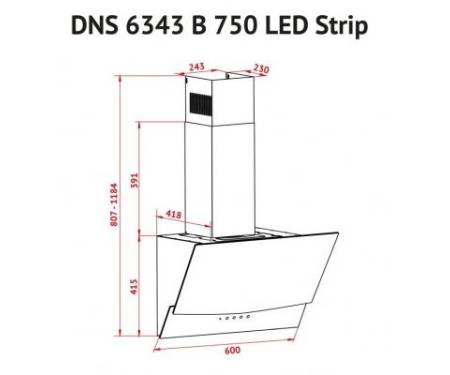 Вытяжка кухонная PERFELLI DNS 6343 B 750 BL LED Strip
