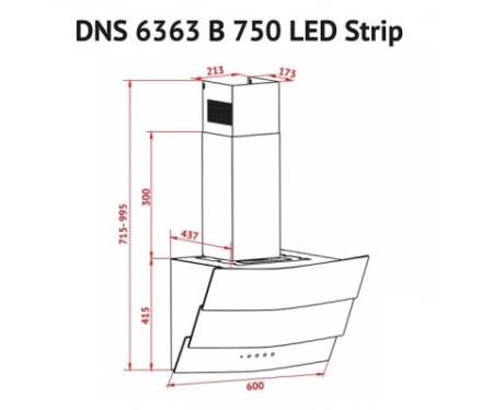 Вытяжка кухонная PERFELLI DNS 6363 B 750 BL LED Strip