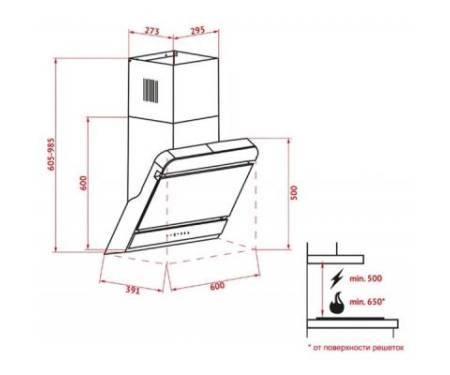 Вытяжка кухонная PERFELLI DNS 6723 B 1100 BL LED Strip