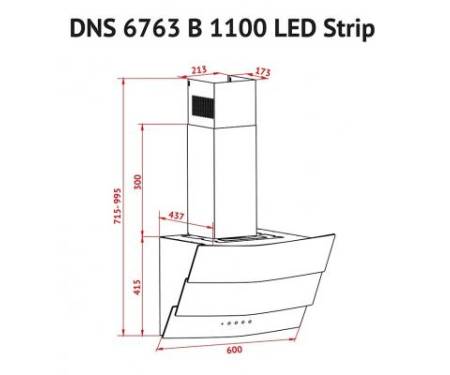 Вытяжка кухонная PERFELLI DNS 6763 B 1100 BL LED Strip