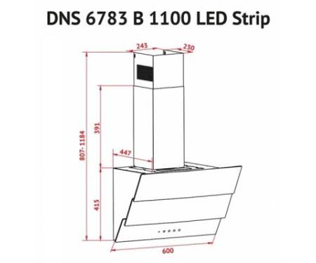 Вытяжка кухонная PERFELLI DNS 6783 B 1100 BL LED Strip
