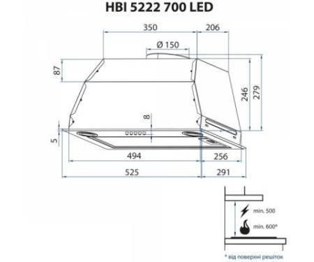Вытяжка кухонная MINOLA HBI 5222 I 700 LED