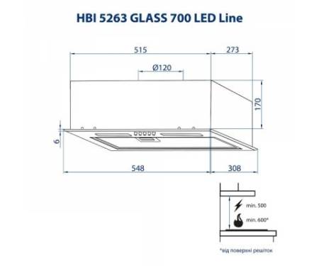 Вытяжка кухонная MINOLA HBI 5263 WH GLASS 700 LED Line