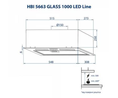 Вытяжка кухонная MINOLA HBI 5663 WH GLASS 1000 LED Line