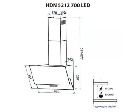 Вытяжка кухонная MINOLA HDN 5212 BL 700 LED