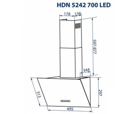 Вытяжка кухонная MINOLA HDN 5242 WH 700 LED