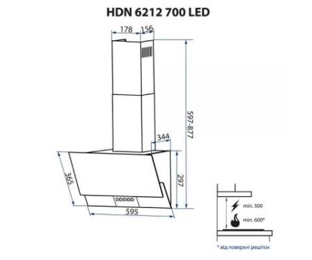 Вытяжка кухонная MINOLA HDN 6212 IV 700 LED