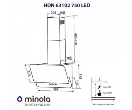 Вытяжка кухонная MINOLA HDN 63102 BL 750 LED