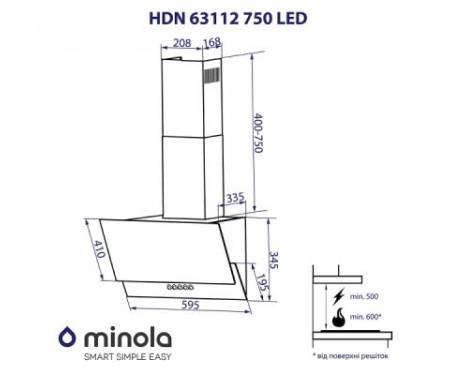 Вытяжка кухонная MINOLA HDN 63112 BL 750 LED