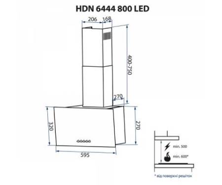 Вытяжка кухонная MINOLA HDN 6444 BL 800 LED