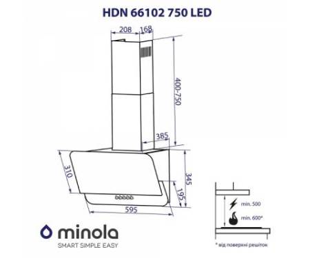 Вытяжка кухонная MINOLA HDN 66102 BL 1000 LED