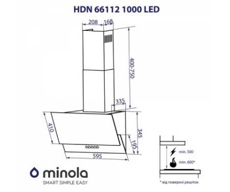 Вытяжка кухонная MINOLA HDN 66112 BL 1000 LED