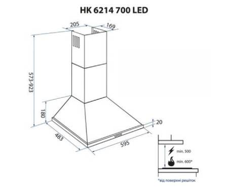 Вытяжка кухонная MINOLA HK 6214 I 700 LED