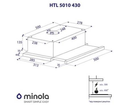 Вытяжка кухонная MINOLA HTL 5010 WH 430