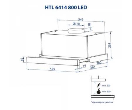Вытяжка кухонная MINOLA HTL 6414 BL 800 LED