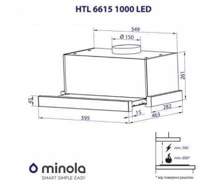 Вытяжка кухонная MINOLA HTL 6615 I 1000 LED