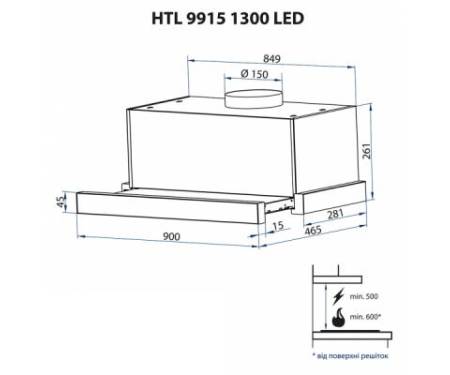 Вытяжка кухонная MINOLA HTL 9915 I 1300 LED