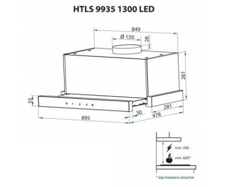 Вытяжка кухонная MINOLA HTLS 9935 BL 1300 LED