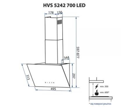 Вытяжка кухонная MINOLA HVS 5242 WH 700 LED
