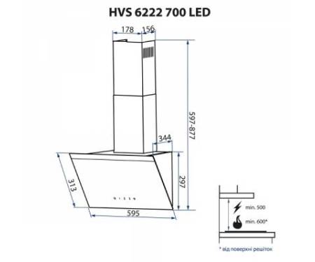 Вытяжка кухонная MINOLA HVS 6222 BL/INOX 700 LED