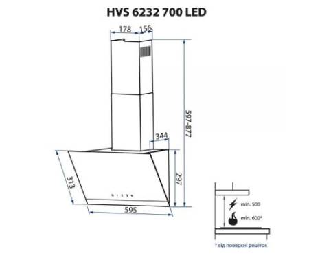 Вытяжка кухонная MINOLA HVS 6232 BL/INOX 700 LED