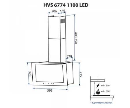 Вытяжка кухонная MINOLA HVS 6774 BL 1100 LED