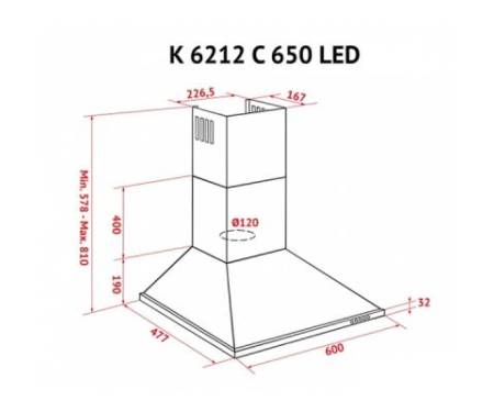 Вытяжка кухонная PERFELLI K 6212 C WH 650 LED