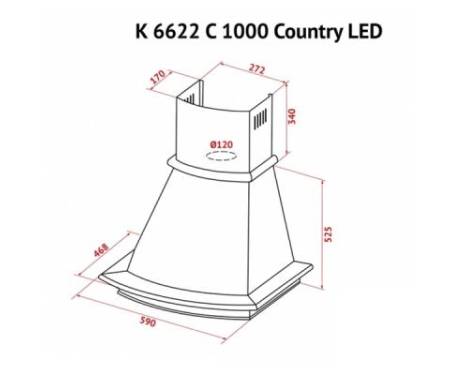 Вытяжка кухонная PERFELLI K 6622 C BL 1000 COUNTRY LED