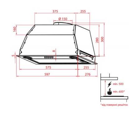 Вытяжка кухонная WEILOR PBE 6140 SS 750 LED